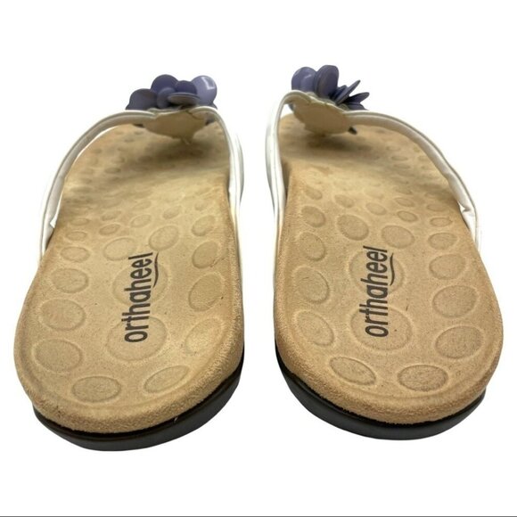 Orthaheel Vionic Fleur White Thong Sandals Flip Flop Purple Flower Womens Size 8 - Picture 5 of 13